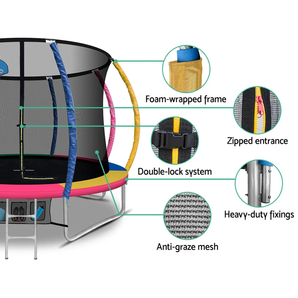 10FT Trampoline with Ladder, Safety Net & Basketball Set - Everfit