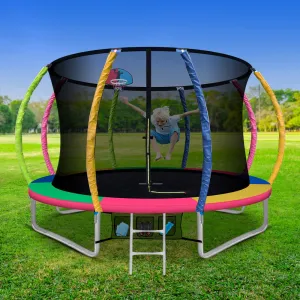 10FT Trampoline with Ladder, Safety Net & Basketball Set - Everfit