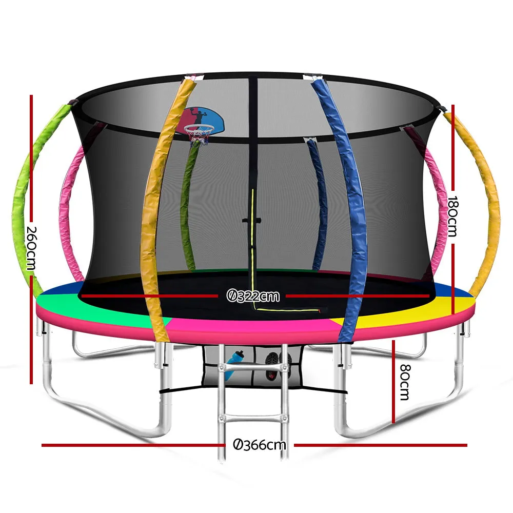 12FT Heavy-Duty Kids Trampoline w/ Safety Net   Basket - Everfit