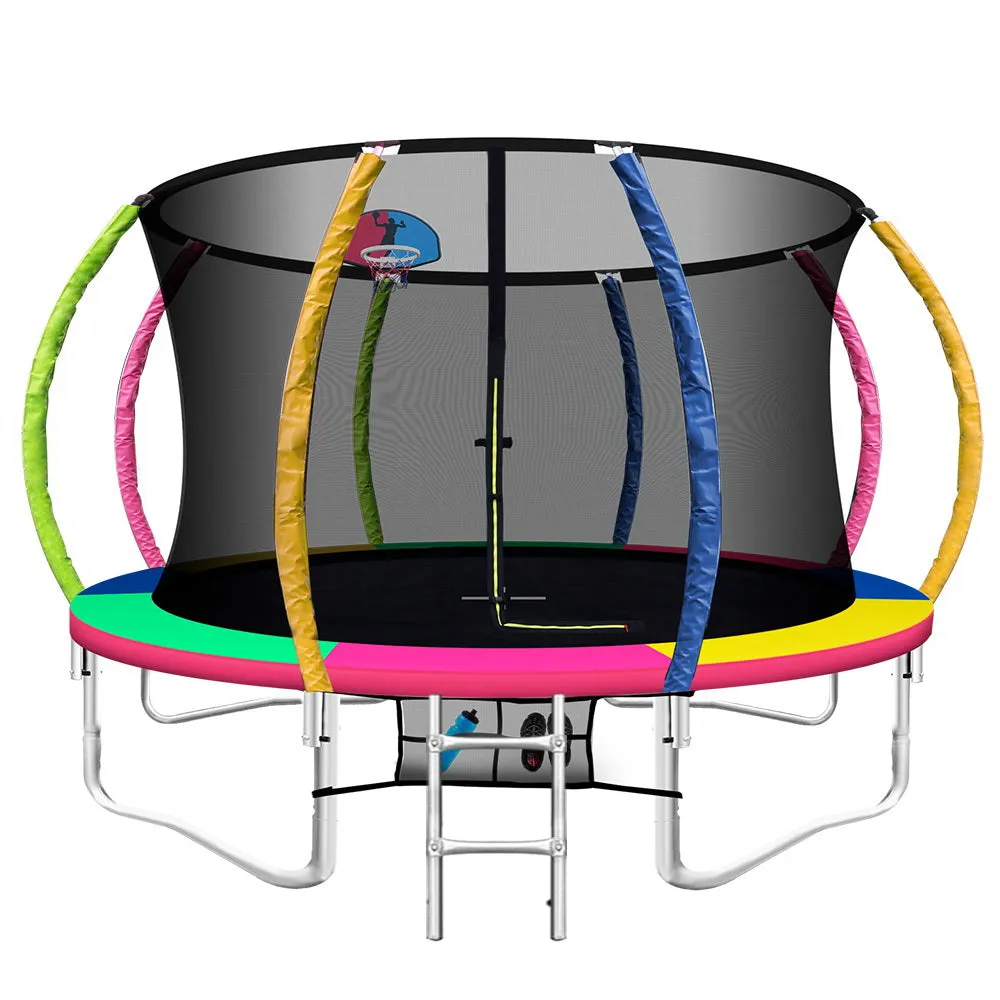 12FT Heavy-Duty Kids Trampoline w/ Safety Net   Basket - Everfit