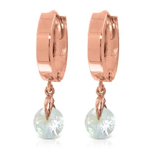 1.3 Carat 14K Solid Rose Gold Hoop Earrings Natural Aquamarine