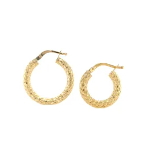 14 Karat Gold Textured Hoops