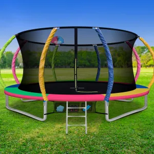 14ft Trampoline w/ Ladder, Safety Net, Basketball Set - Everfit