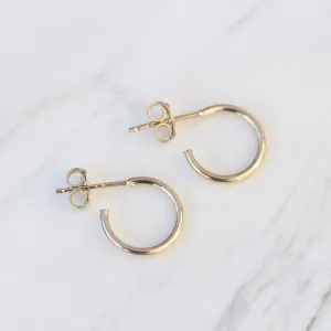 14K Yellow Gold Post Hoop Earrings