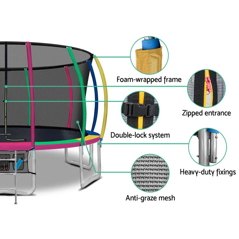 16FT UV-Resistant Kids Trampoline w/ Safety Net & Basketball - Everfit