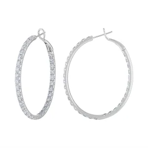 18KT GOLD DIAMOND LARGE OVAL HOOP EARRING