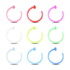 20G 9PCS Pack Colorful Acrylic Nose Hoop Ring