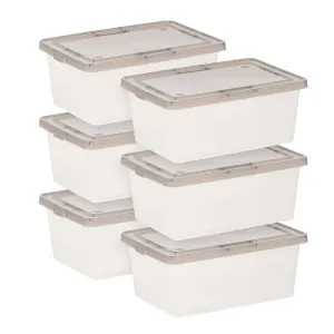 3.6 Gallon Snap Top Plastic Storage Box, Clear with Gray Lid, Pack of 6