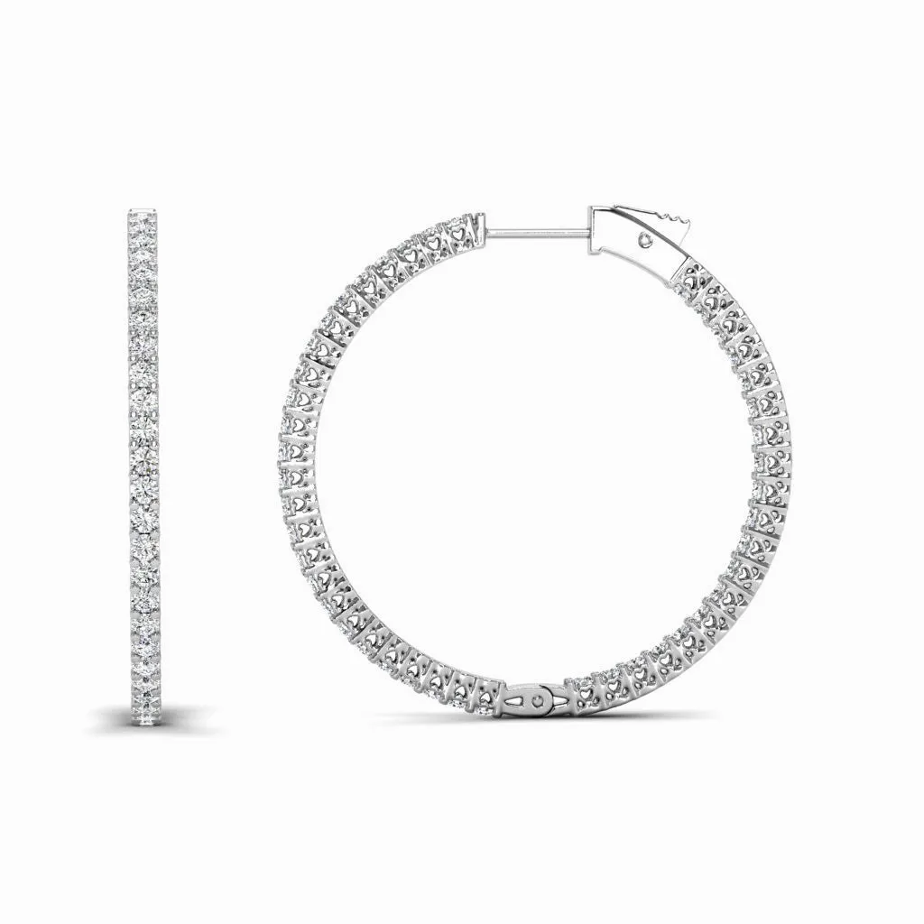 4.00 CT Round Cut Diamonds - Hoop Earrings