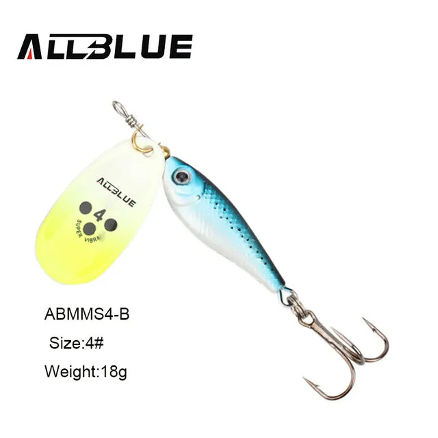 ALLBLUE Long Casting Minnow Super Spinner 9g/13g/18g Spinners Fishing Lure Longcast Artificial Bait 5 Colors Available