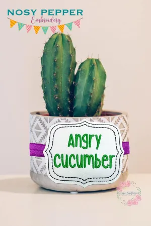 Angry cucumber planter band (3 sizes included) machine embroidery design DIGITAL DOWNLOAD