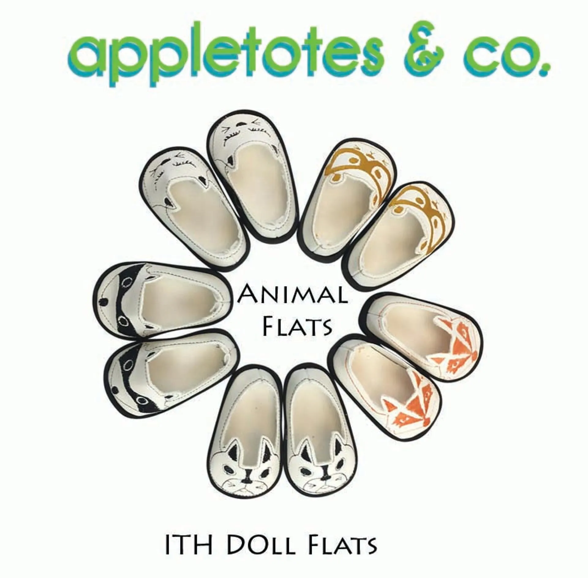 Animal Flats Collection ITH Embroidery Patterns for 18 Inch Dolls