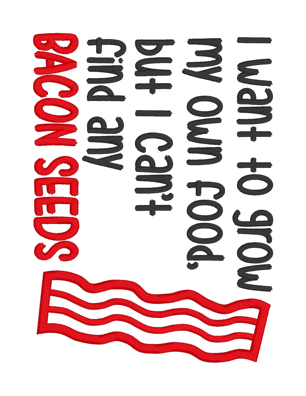 Bacon Seeds applique machine embroidery design (4 sizes included) DIGITAL DOWNLOAD