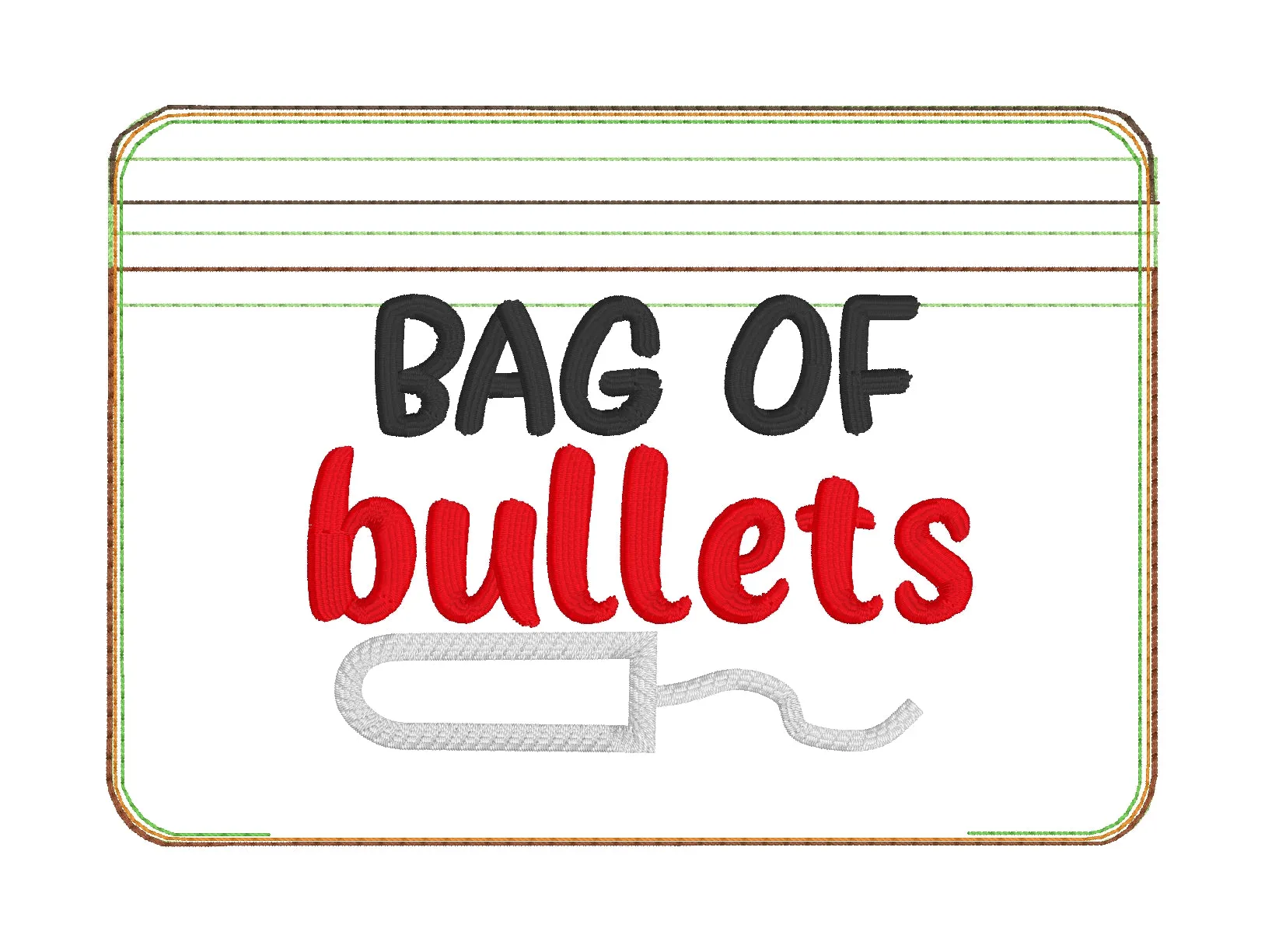 Bag of Bullets applique ITH bag (4 sizes available) machine embroidery design DIGITAL DOWNLOAD