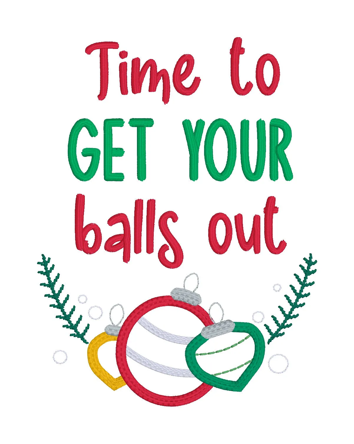 Balls Out applique machine embroidery design (4 sizes included) DIGITAL DOWNLOAD