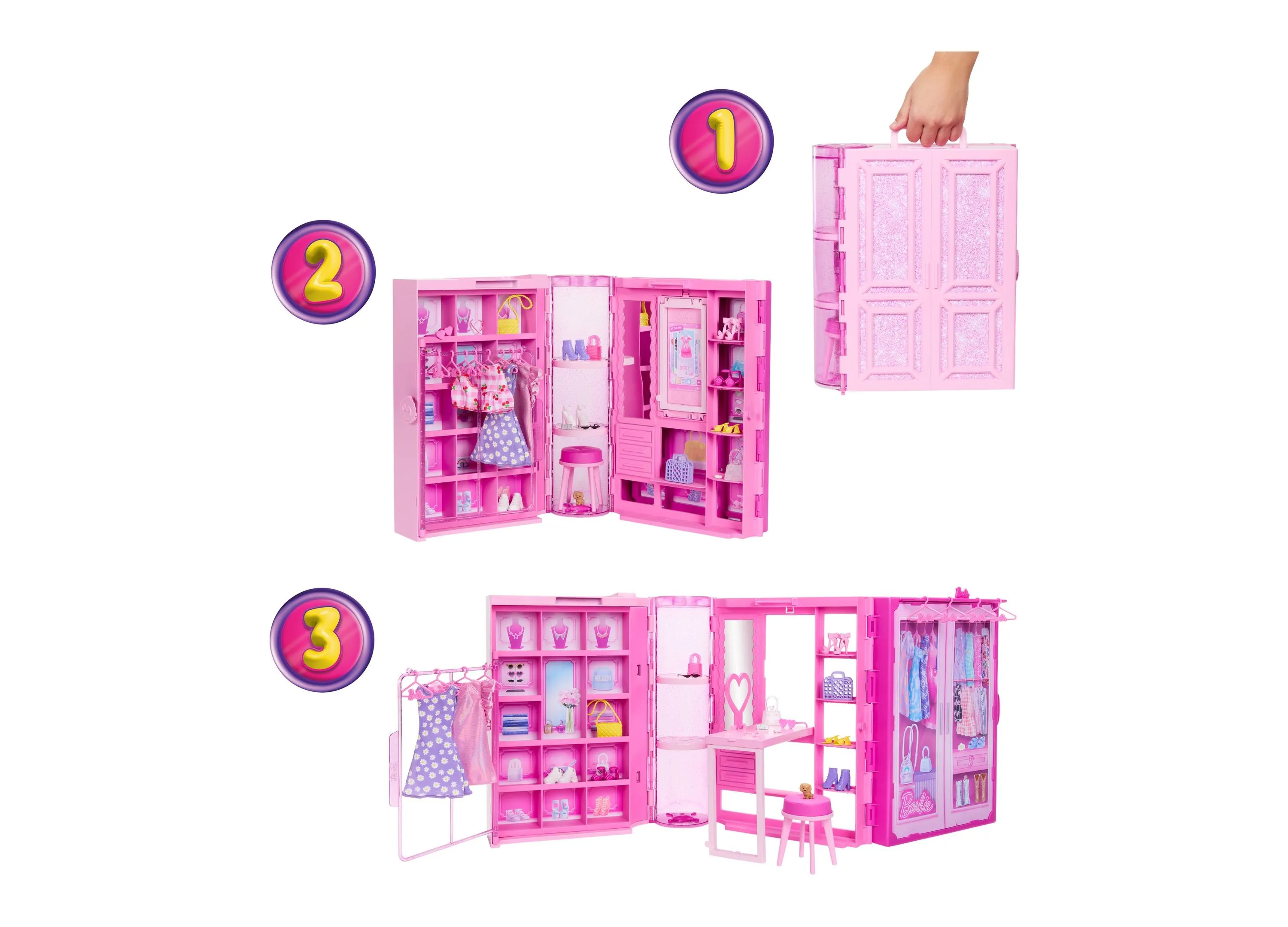 Barbie Dream Closet Toy Playset with Fashion Doll, Clothes, Accessories, 3-ft-Wide with 25  Pieces