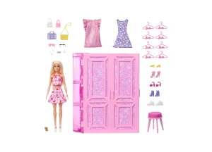 Barbie Dream Closet Toy Playset with Fashion Doll, Clothes, Accessories, 3-ft-Wide with 25  Pieces