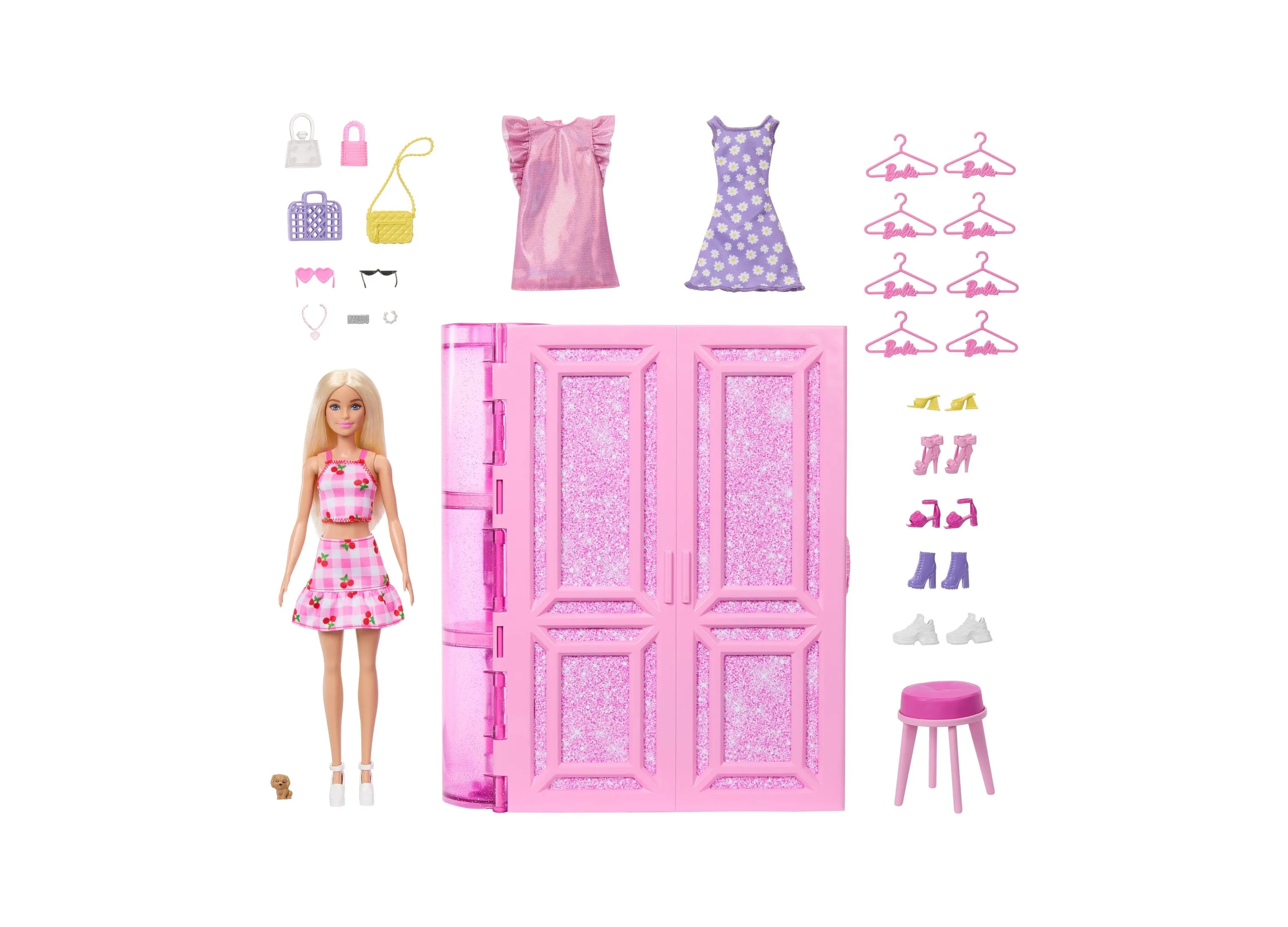 Barbie Dream Closet Toy Playset with Fashion Doll, Clothes, Accessories, 3-ft-Wide with 25  Pieces