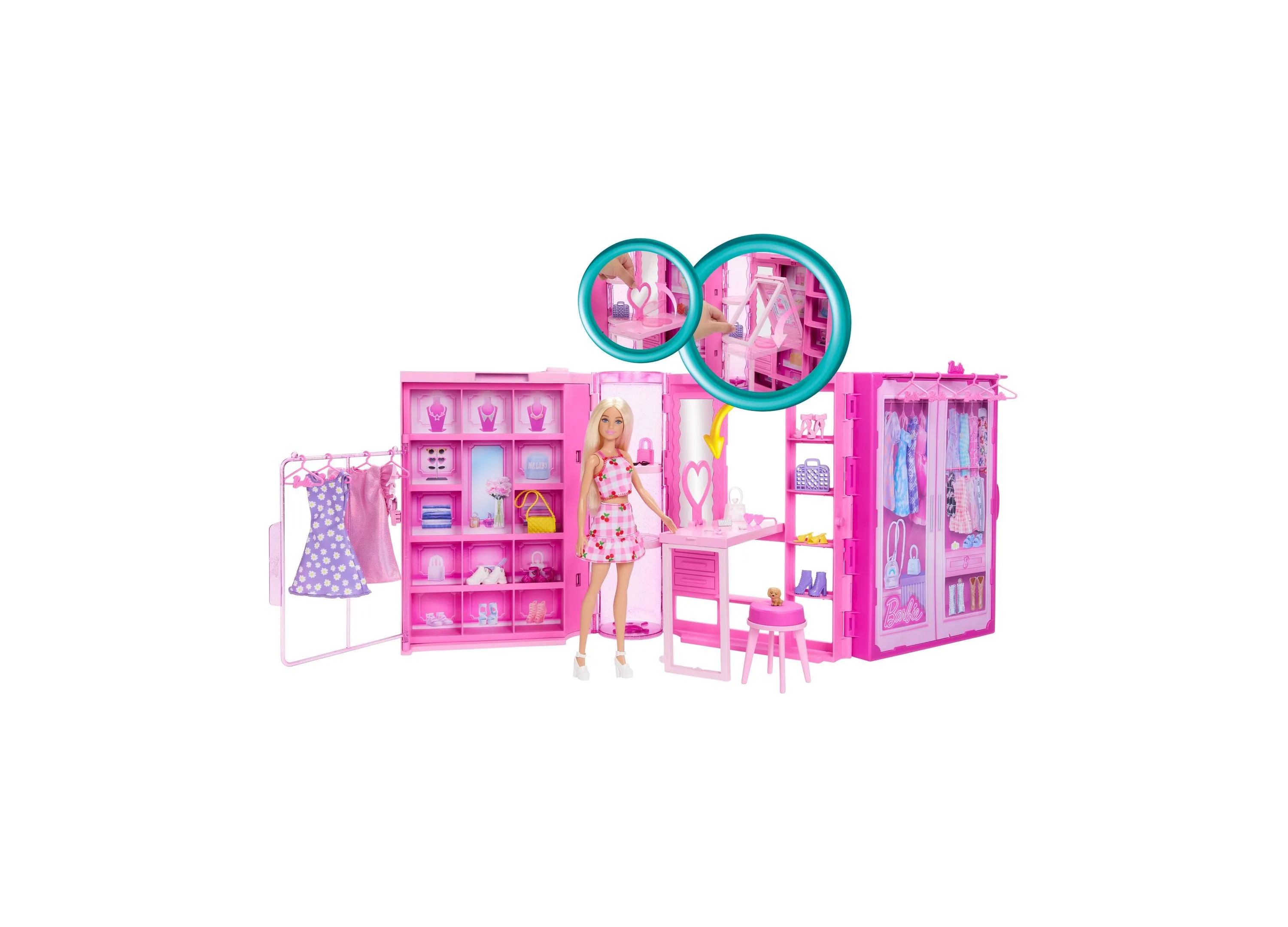 Barbie Dream Closet Toy Playset with Fashion Doll, Clothes, Accessories, 3-ft-Wide with 25  Pieces