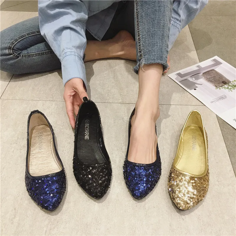 Beaded Pointed Flat Bottom Boat Shoes