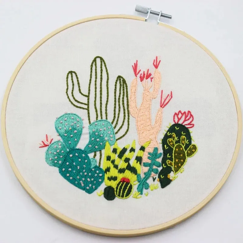 Beginners Green Plants Hand Embroidery Kit 20cm