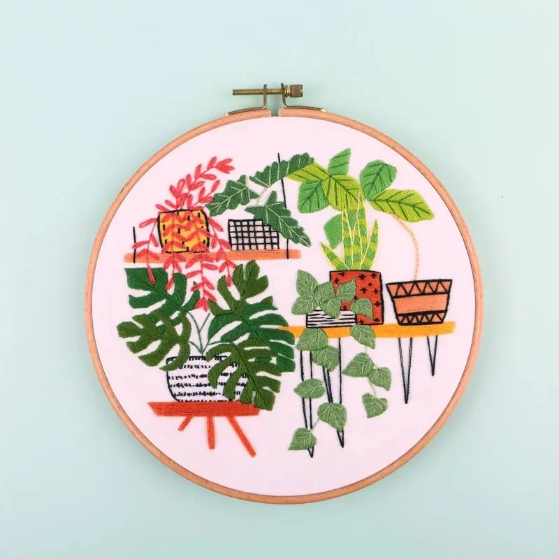 Beginners Green Plants Hand Embroidery Kit 20cm