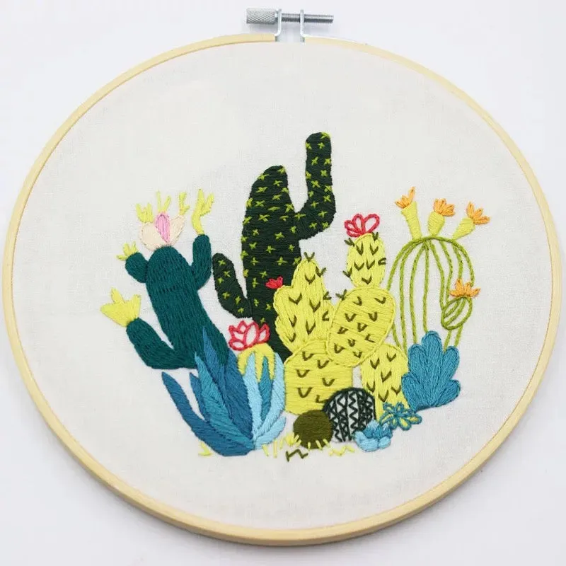 Beginners Green Plants Hand Embroidery Kit 20cm