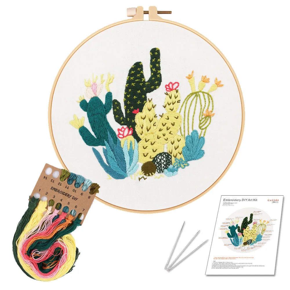 Beginners Green Plants Hand Embroidery Kit 20cm