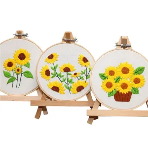 Beginners Sunflowers  Hand Embroidery Kit 20cm