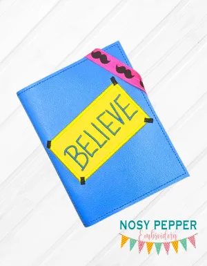 Believe applique notebook cover (2 sizes available) machine embroidery design DIGITAL DOWNLOAD