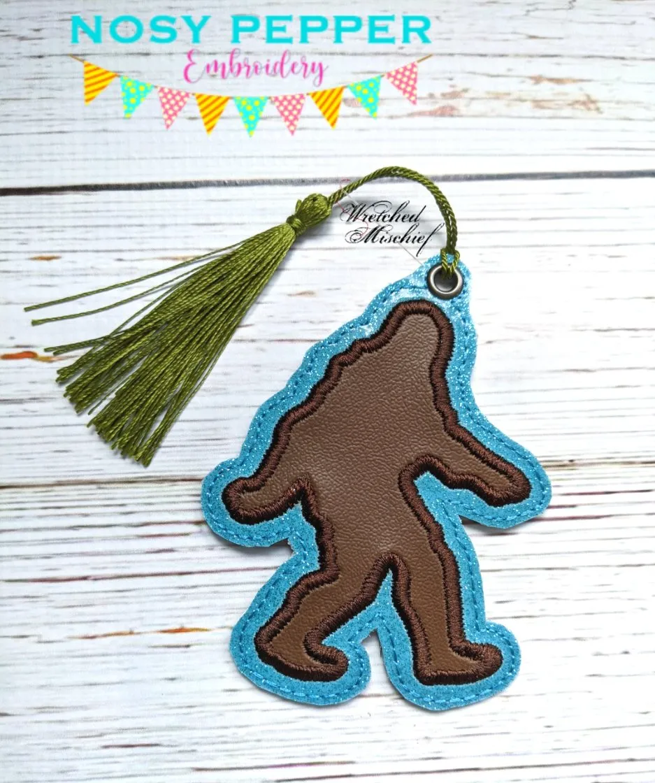 Bigfoot applique bookmark/bag tag/ornament NPE machine embroidery design DIGITAL DOWNLOAD