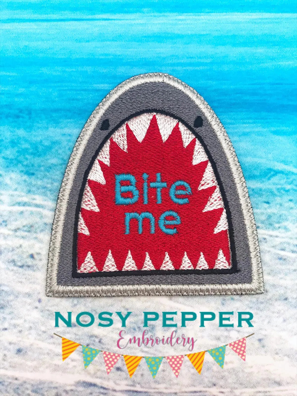 Bite me Shark patch machine embroidery design DIGITAL DOWNLOAD