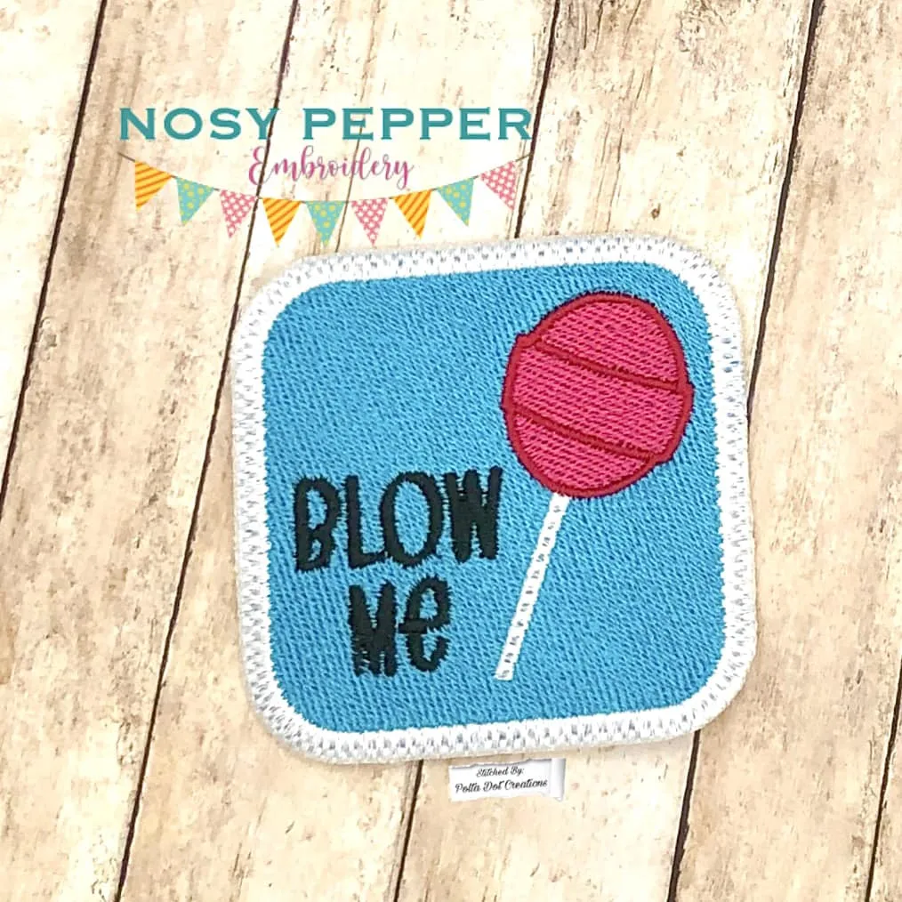 Blow Me Sucker Patch machine embroidery design (2 sizes included) DIGITAL DOWNLOAD