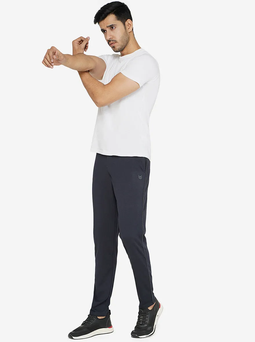 Blue Solid Regular Fit Track Pant | Greenfibre