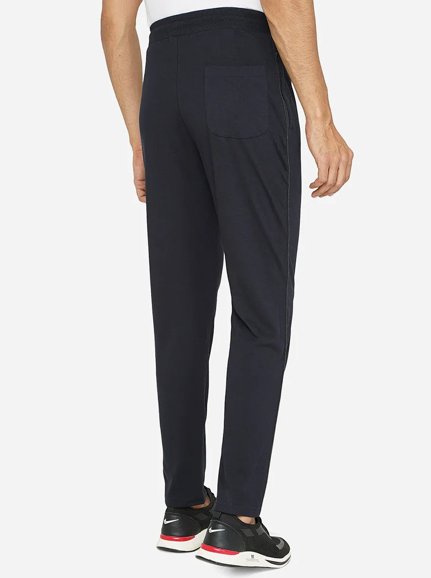 Blue Solid Regular Fit Track Pant | Greenfibre