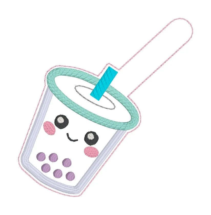 Boba Applique Snap Tab (single & multi files included) machine embroidery design DIGITAL DOWNLOAD