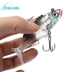 Bobing Paillette 3D Eyes Lead Fishing Lures Artificial Soft bait Carp Crank bait with Treble Tackle Hooks 7.6cm