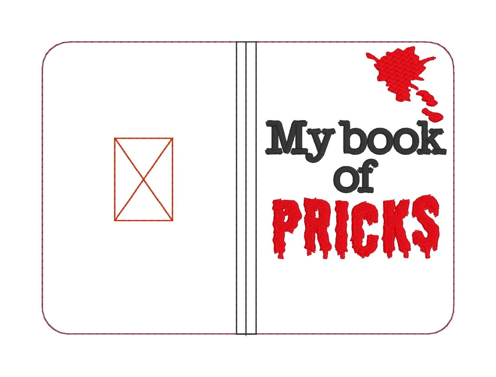 Book of pricks notebook cover (2 sizes available) machine embroidery design DIGITAL DOWNLOAD