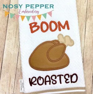 Boom Roasted Turkey applique machine embroidery design (4 sizes included) DIGITAL DOWNLOAD