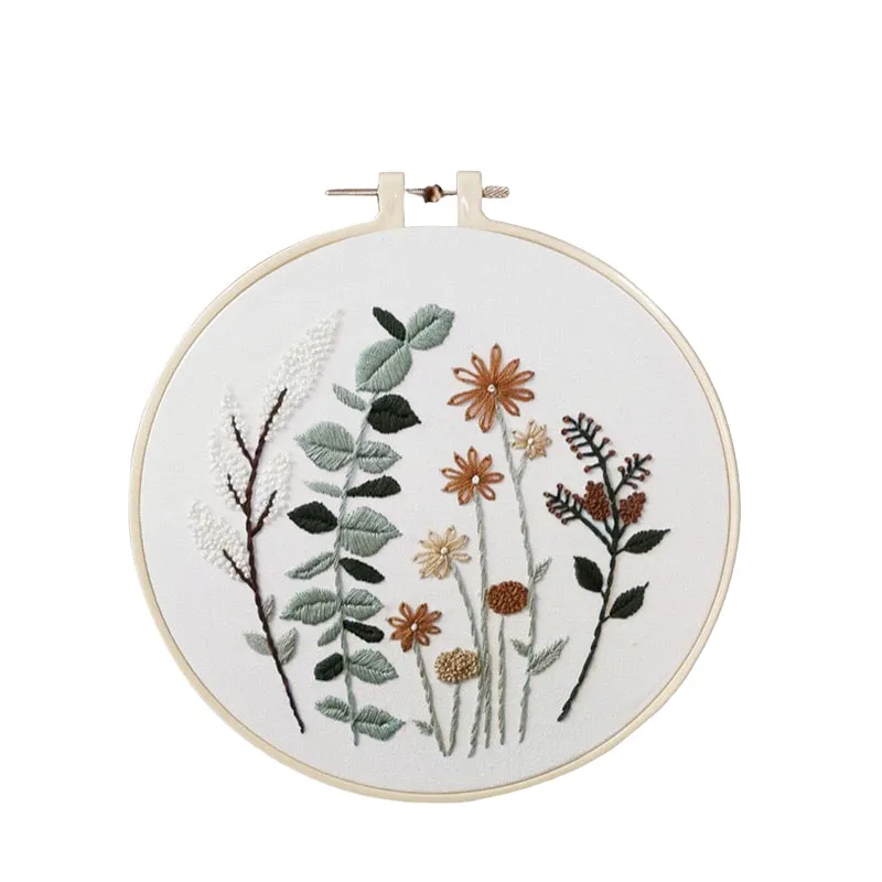 Botanical Wild Flowers Hand Embroidery Kit 20cm