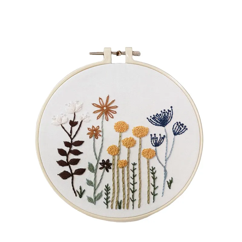 Botanical Wild Flowers Hand Embroidery Kit 20cm