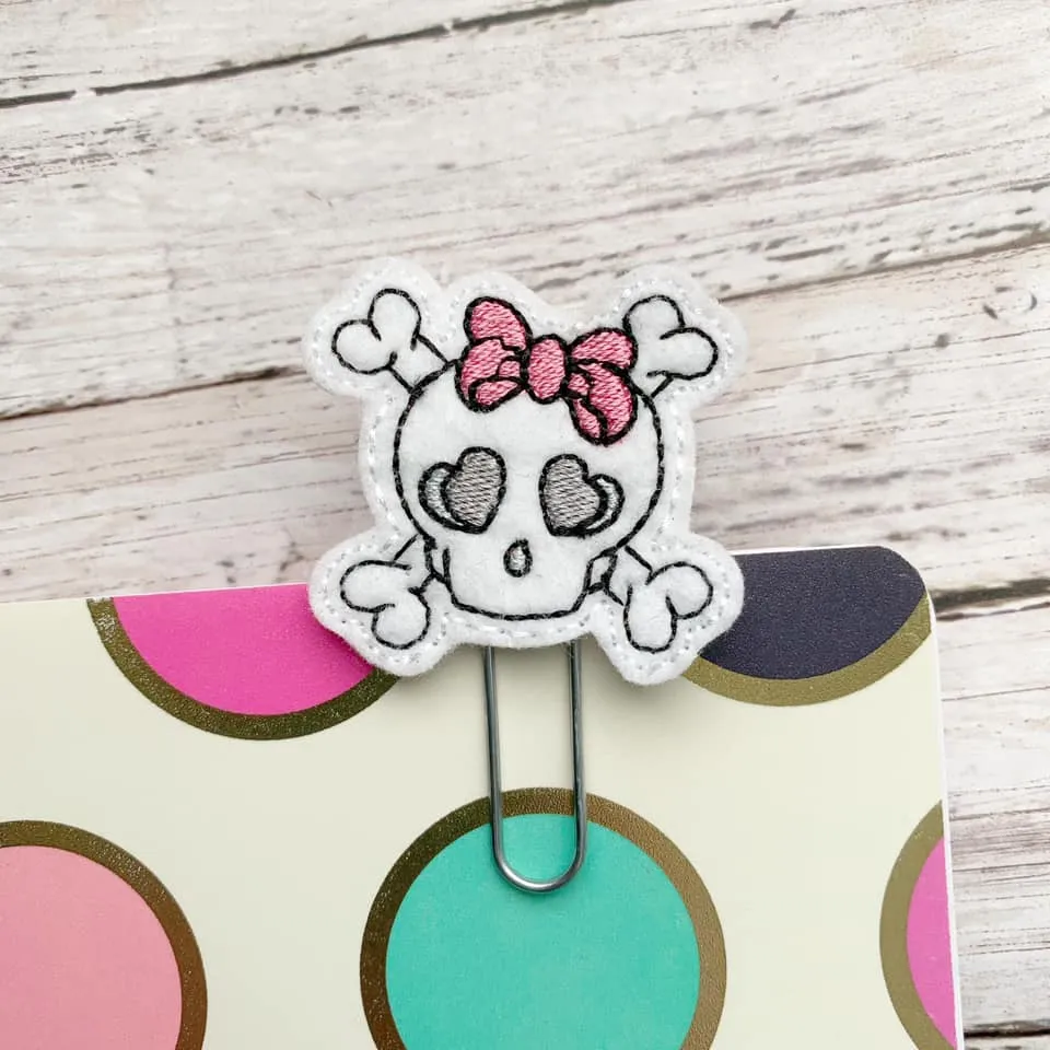 Bow Skull feltie (single & multi included) machine embroidery design DIGITAL DOWNLOAD