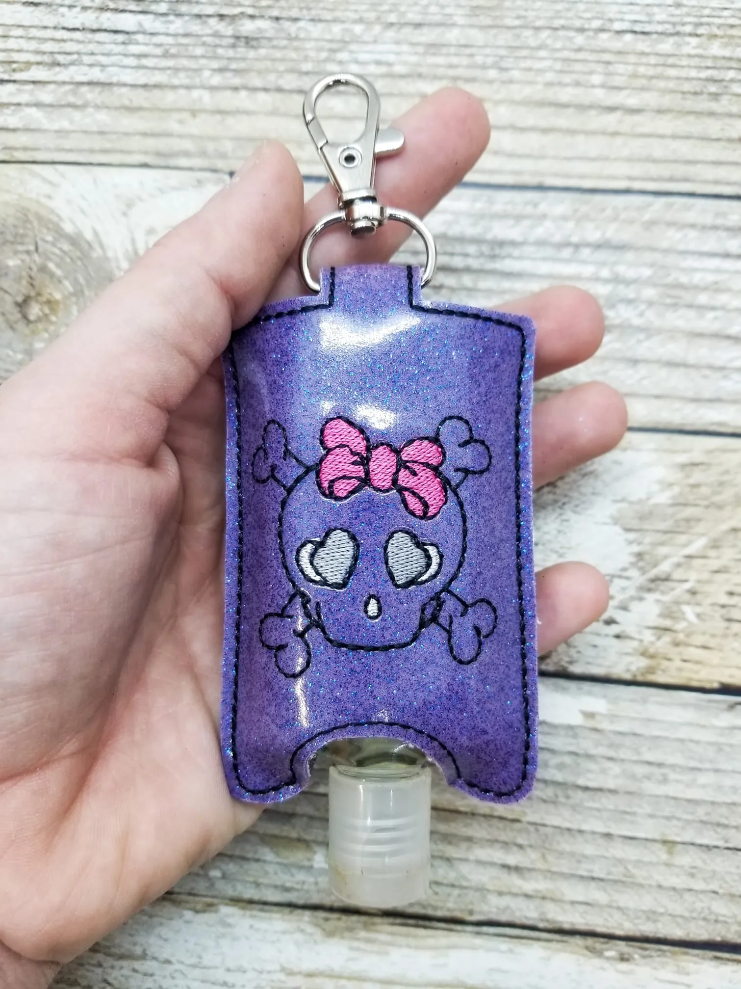 Bow Skull ITH Sanitizer Case machine embroidery design DIGITAL DOWNLOAD