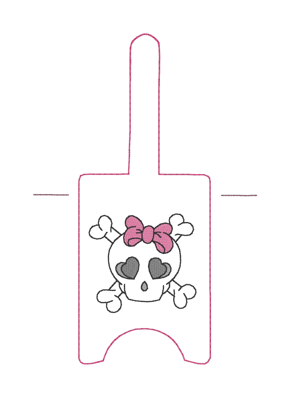 Bow Skull ITH Sanitizer Case machine embroidery design DIGITAL DOWNLOAD