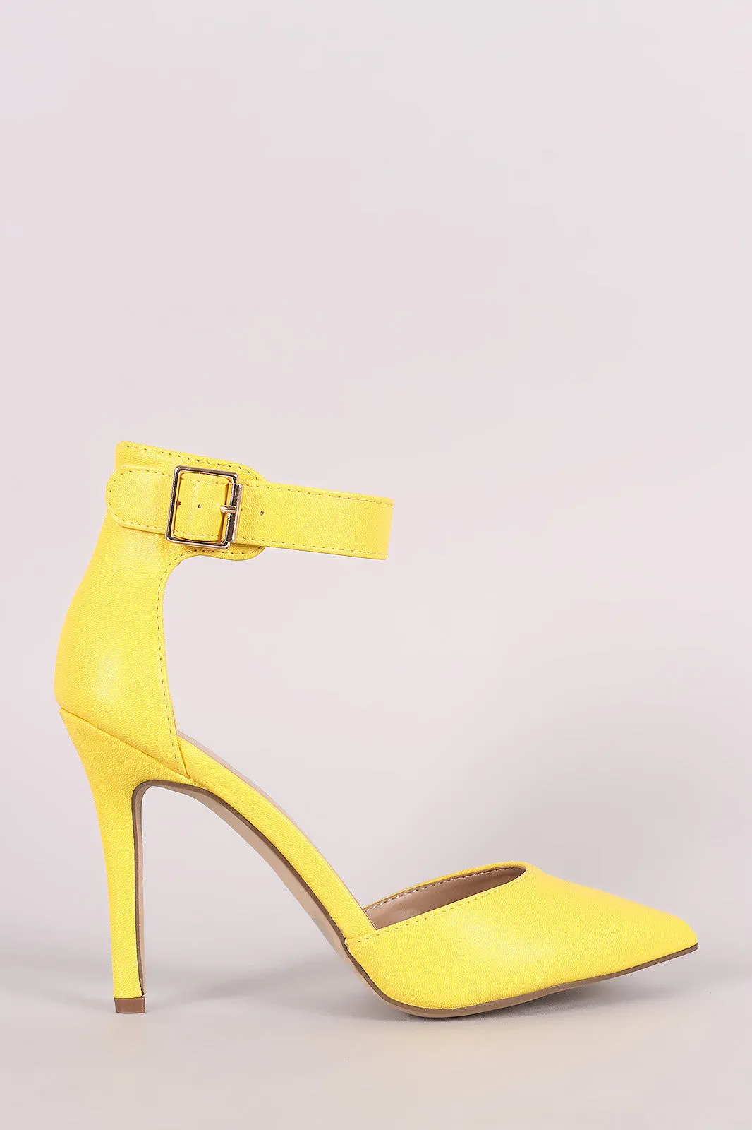 Breckelle Pointy Toe Ankle Strap Stiletto Pump