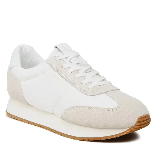 Calvin Klein Jeans Retro Runner Wingtip Mix Trainer - WHTGRY