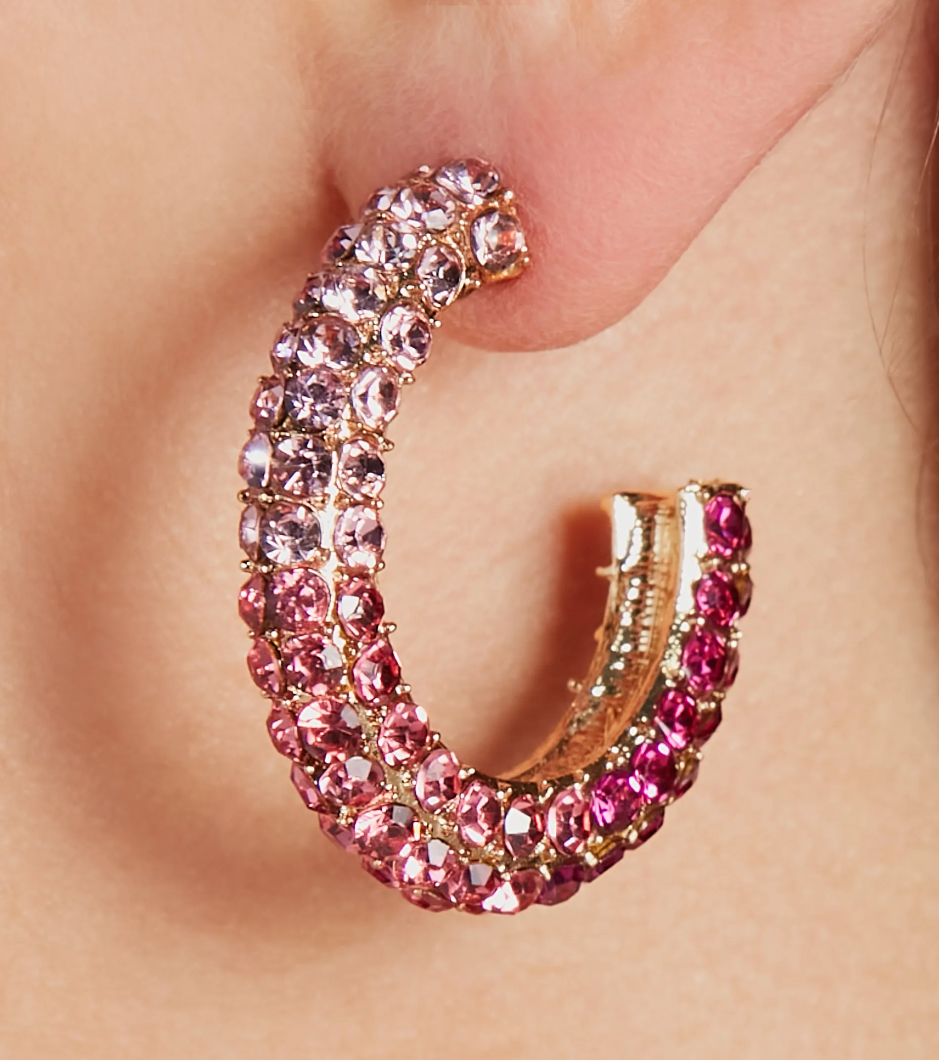 Captivated By Glam Ombre Rhinestone Hoop Earrings