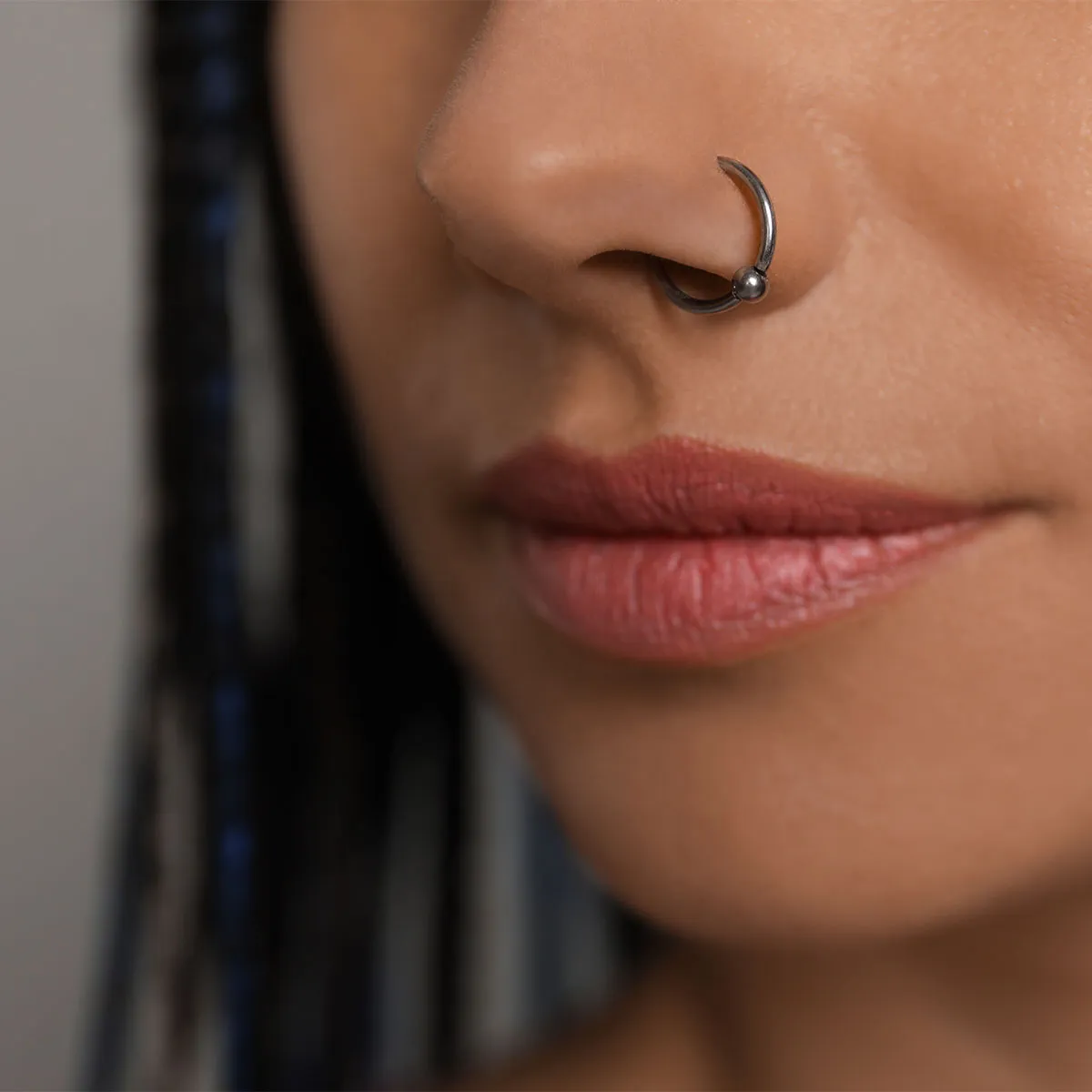 Captive Bead Nose Hoop in 14K White Gold