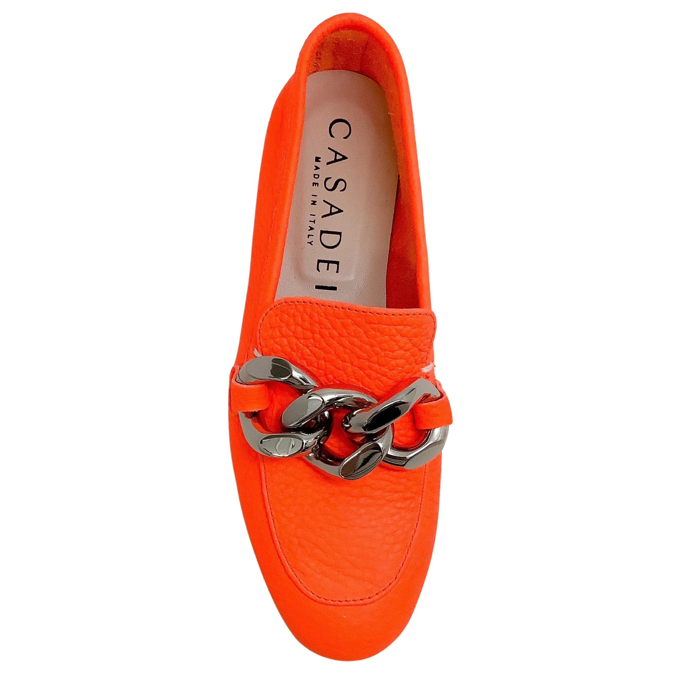 Casadei Orange Antilope Chunky Chain Loafers