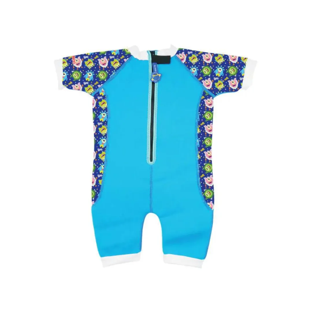 Cheekaaboo Warmiebabes Baby & Toddler Thermal Swimsuit UPF50  Blue Monster